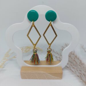 Boucles d'oreilles Géo vert/multicolore