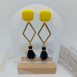 Boucles d'oreilles Géo jaune/noir