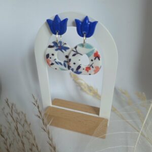 Boucles d'oreilles Tulipe Bleue Pauline