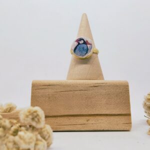 Bague ajustable Sakura, oiseau bleu