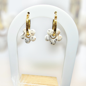 Mini Créoles Céleste – Fleurs Oniriques & Acier Doré