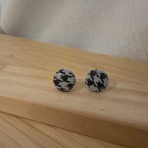 Puces d’Oreilles "Rétro Minimal" – Motif Pied-de-Poule