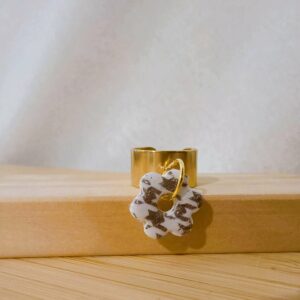 Bague Manchette "Éclat Rétro" – Fleur Pied-de-Poule