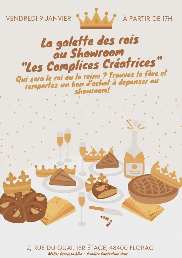 Bijoux en pate polymère galette des rois creation occitanie