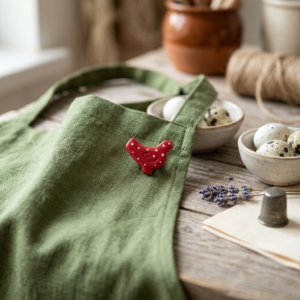 Pin's "Poulette" – Rouge à pois blancs